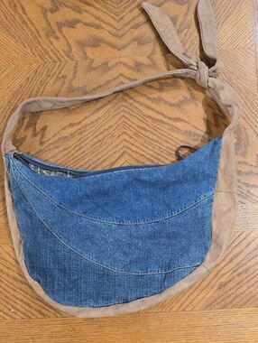 Lucky Brand Denim Crossbody with Paisley Interior
